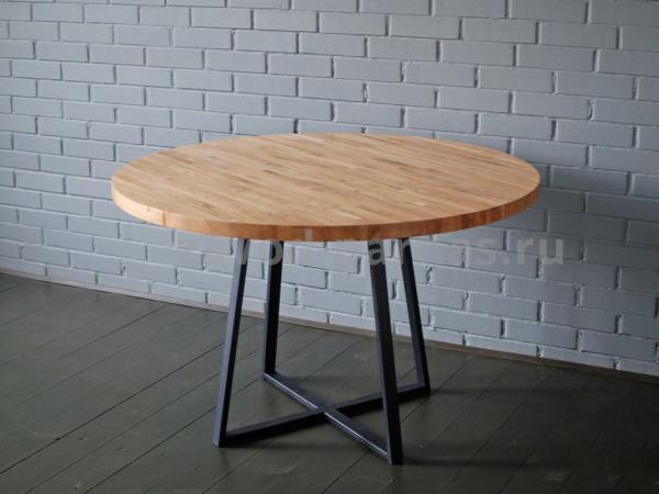 Круглый стол в стиле лофт металл плюс дерево