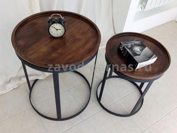 Круглый стол в лофт стиле из дерева и металла