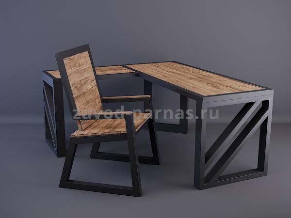Письменный стол в стиле лофт из дерева и металла