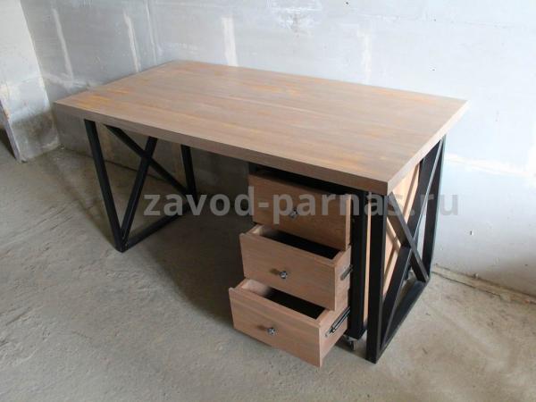 Письменный стол в лофт стиле из дерева и металла